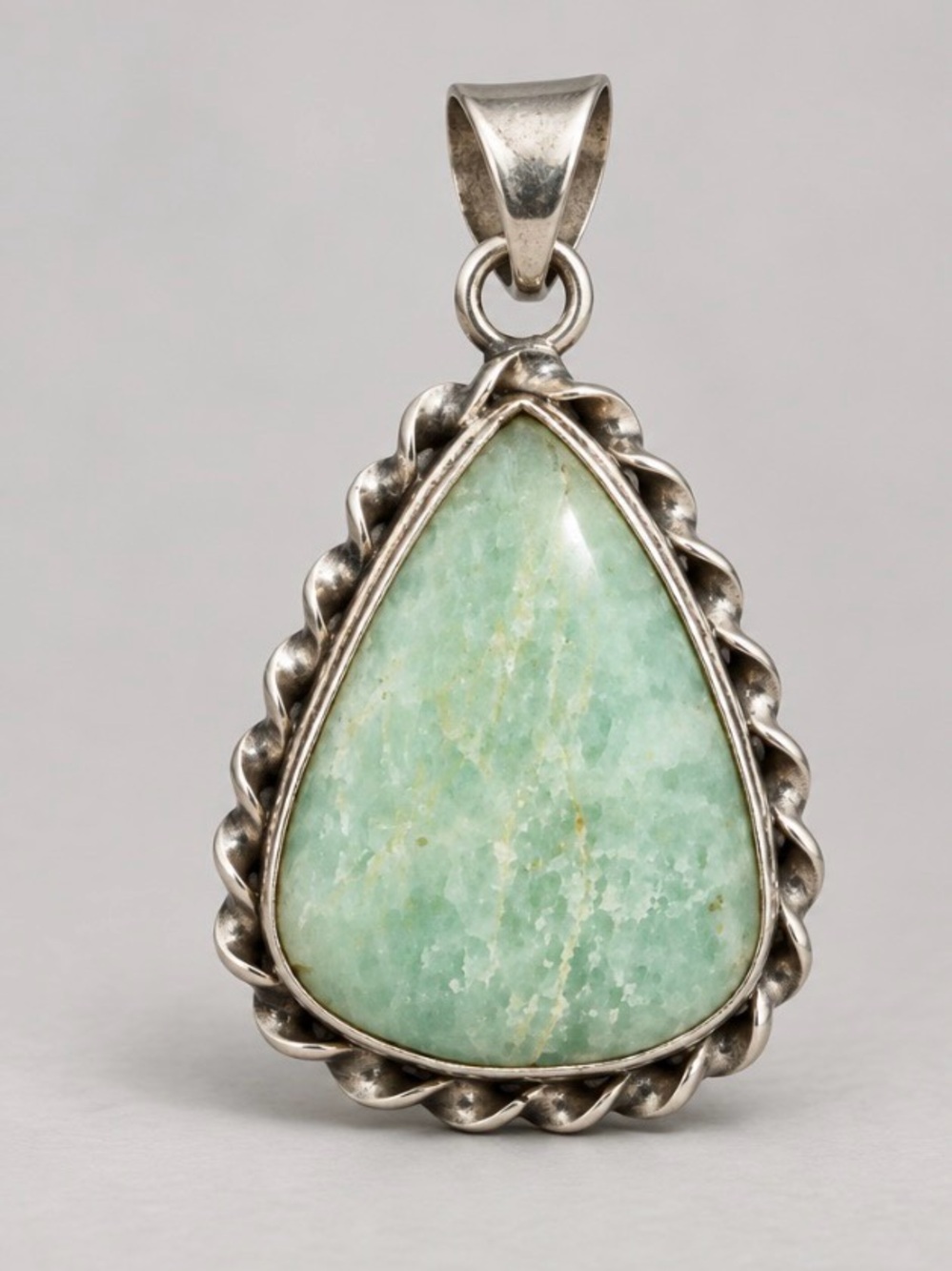 Sterling Silver Green Amazonite Teardrop Pendant
